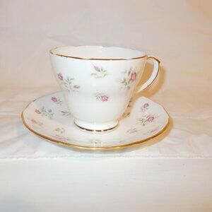Vintage Duchess Marie 351 bone china tea cup and saucer with gold-color trim